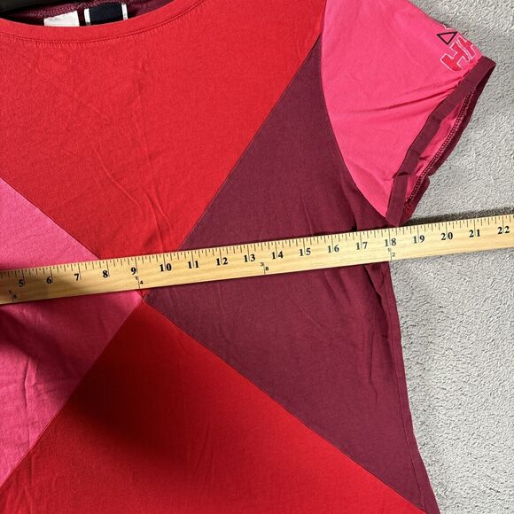 Helly Hansen T Shirt Womens Size XL Diamond Pattern Harlequin Red Pink Boat Neck - Picture 5 of 10